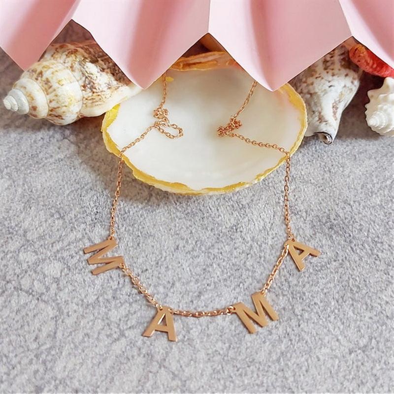 Pendant Necklaces MAMA Letters Choker Necklace Gold Silver Color Mum Charm Clavicle Chain Feminine Jewelry Mother's Day 2021 Special Gift
