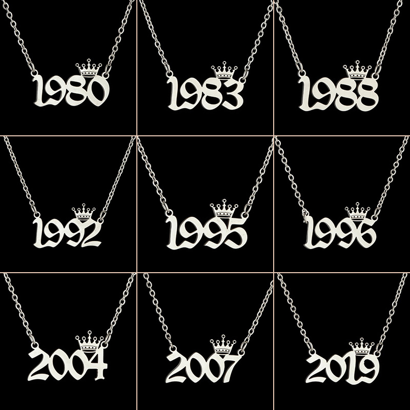 yutong Stainless Steel Year Number Necklaces for Women Unique Design Birthday Tiaras Crown Year 1984 1994 1996 2002 Choker Gift Kids
yutong Stainless Steel Year Number Necklaces for Women Unique Design Birthday Tiaras Crown Year 1984 1994 1996 2002 Choker Gift Kids