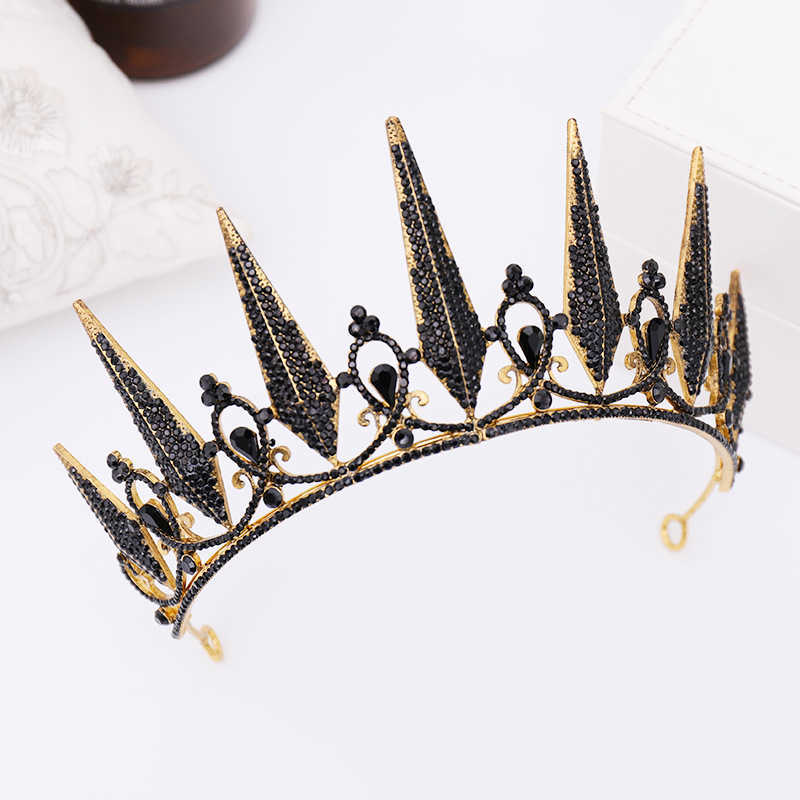 Black/Gold/Silver Color Bridal Wedding Tiaras and Crowns Headbands for Women Princess Diadem Hair Accessories 210707