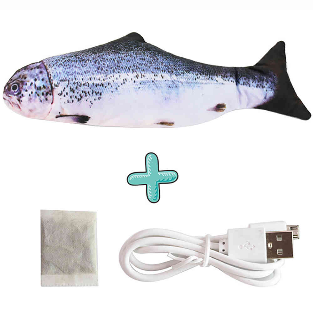 30CM Cute Cat Toy Fish USB Electric Charging Simulation Dancing Jumping Moving Floppy Fish For Cats InteractiveFree Catnip Insid