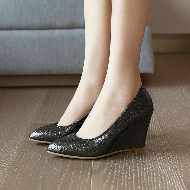 Dress Shoes 2021 Women Pumps PU Leather High Heels Pointed Toe Wedges Wedding Slip On Lazy Big Size 34-43, Black
Dress Shoes 2021 Women Pumps PU Leather High Heels Pointed Toe Wedges Wedding Slip On Lazy Big Size 34-43, Black