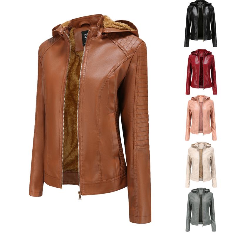 Women's Leather & Faux Jacket Women Plus Add Velvet To Keep Warm Motorcycle Coat For Biker With Removable Hood Size Made By, Black
Women's Leather & Faux Jacket Women Plus Add Velvet To Keep Warm Motorcycle Coat For Biker With Removable Hood Size Made By, Black