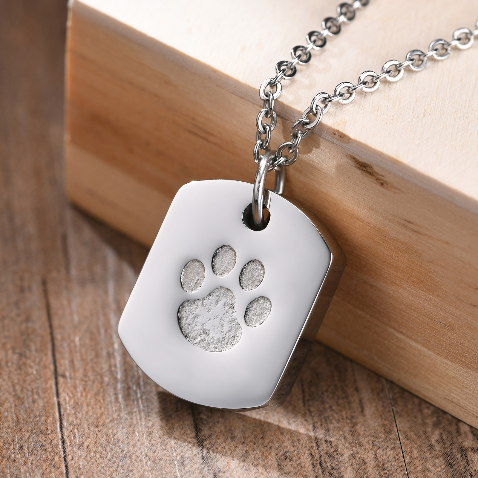 Dog Cremation Urn Necklace in Stainless Steel Dog Paw Pendants Urn Jewelry Urns for Pet Ashes