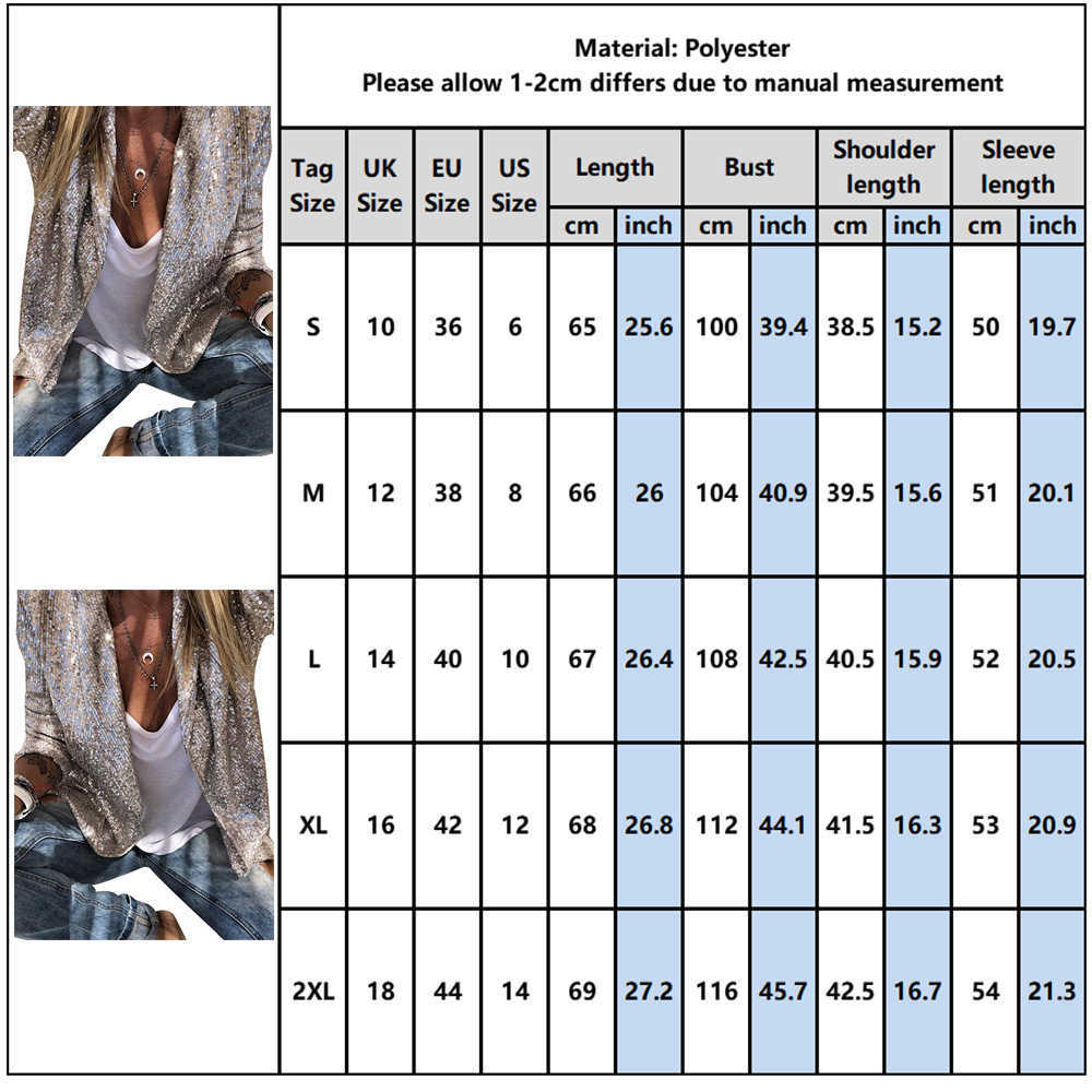 DUUTI Long Sleeve Open Front Sequin Coat Women Casual Female Jacket Notchedlepel Out Wear Ladies For Party 210930