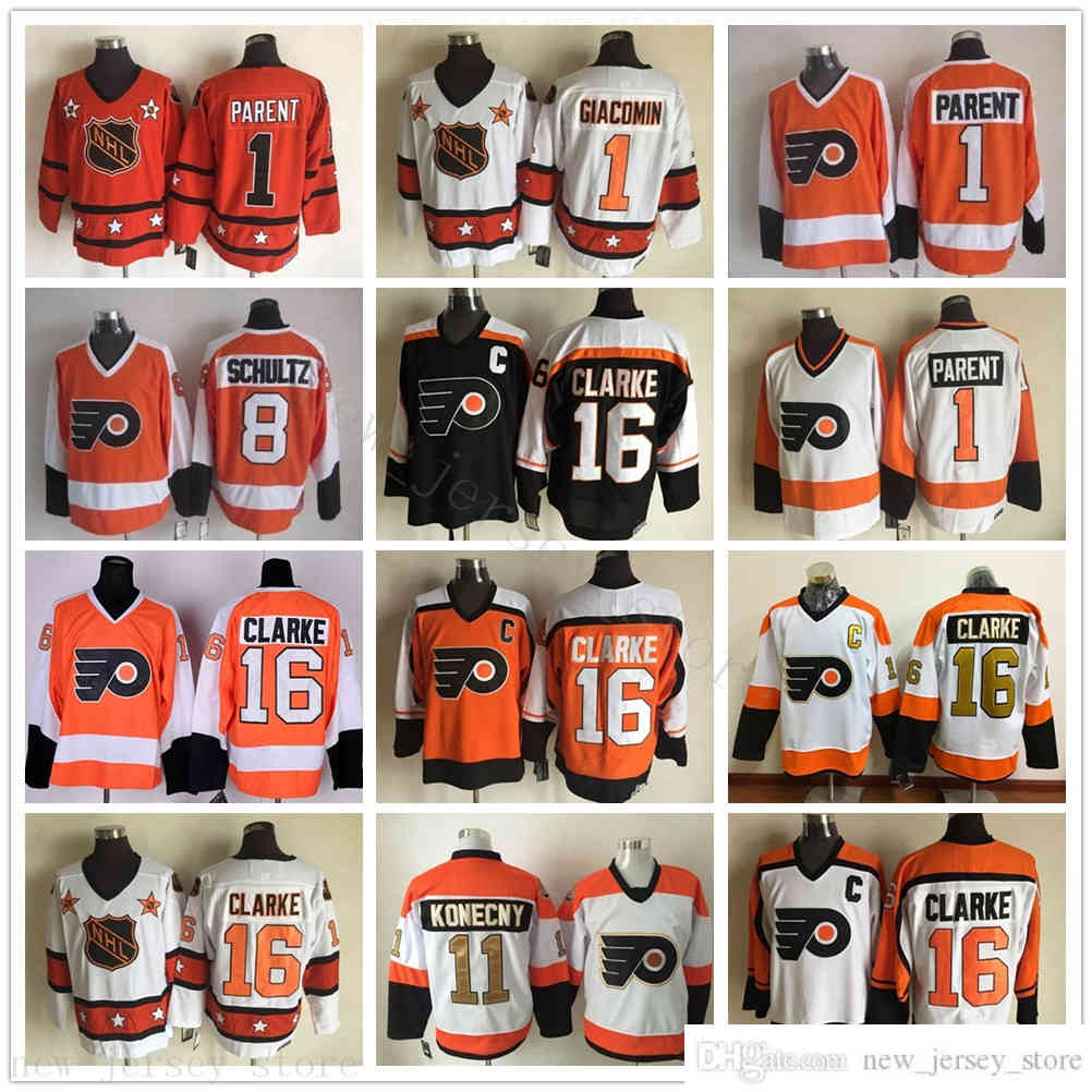Vintage CCM Stitched 16 Bobby Clarke Jersey Ice Hockey 1 Bernie Parent 8 Dave Schultz Embroidery C Patch Retro Jerseys, Same as picture
Vintage CCM Stitched 16 Bobby Clarke Jersey Ice Hockey 1 Bernie Parent 8 Dave Schultz Embroidery C Patch Retro Jerseys, Same as picture
