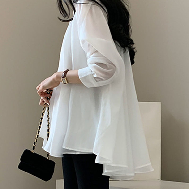 Lucyever Spring Summer Loose Women Shirts White Button Long Sleeves Office Blouse Ladies Casual Turndown Collar Shirt 210521