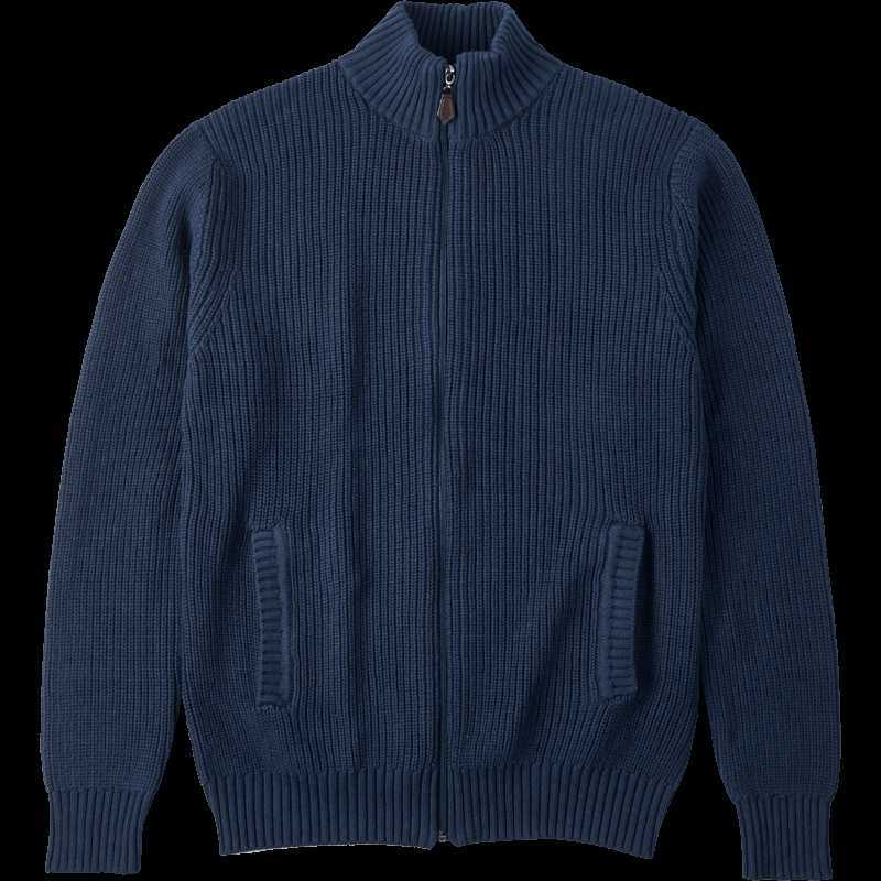 KUEGOU 100%Cotton Autumn Winter Clothing Semi-high Collar Mans Sweater warm Coat Streetwear Fashion Knitted Men Outwear 8947 211008