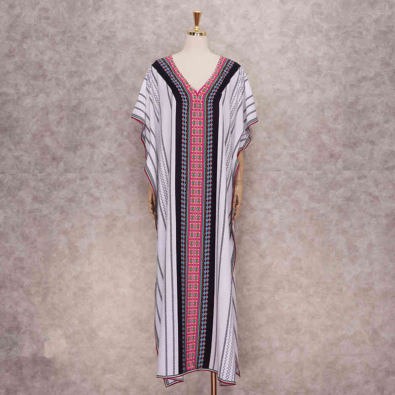 Quick-drying Bohemian Women Summer Beach Dress Swim Wear Cover Up Tunic Sexy Robe Kaftan Bikini Cover-ups pareo Q1236 210420