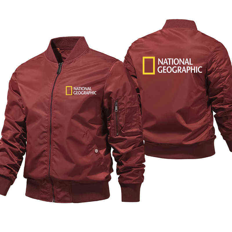 Mens bomber jackets National Geographic jacket streetwear hombre Spring Autumn Winter Coats Male Windbreak Jackets H1224