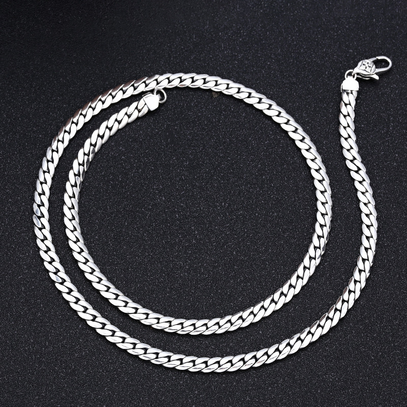 925 sterling silver link chain men's necklaces American European handmade designer punk gothic antique luxury jewelry accessories gifts