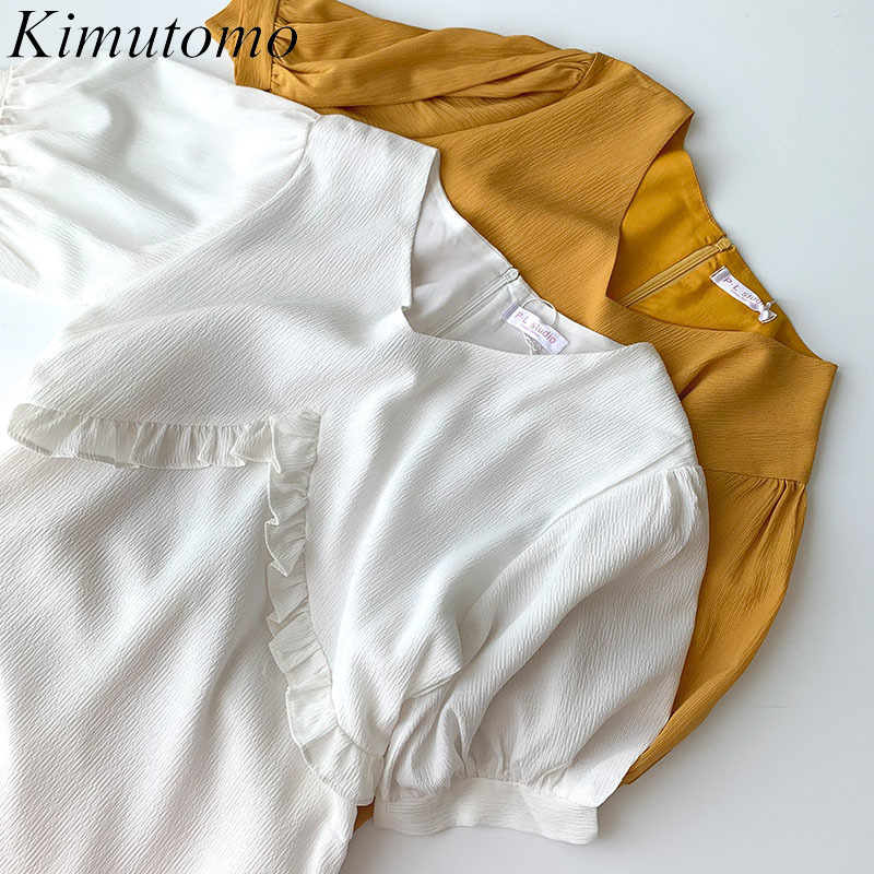 Kimutomo Solid Color Mini Dress Summer Women's Clothing Korean Elegant Fashion V-neck Short Sleeve High Waist Vestido 210521, White
Kimutomo Solid Color Mini Dress Summer Women's Clothing Korean Elegant Fashion V-neck Short Sleeve High Waist Vestido 210521, White