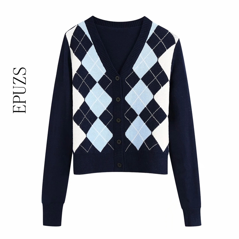 Vintage blue pink Cardigan women crop sweater Geometric Pattern Short Knitted Sweater winter Long Sleeve England Style Outerwear 210521, Green 
Vintage blue pink Cardigan women crop sweater Geometric Pattern Short Knitted Sweater winter Long Sleeve England Style Outerwear 210521, Green