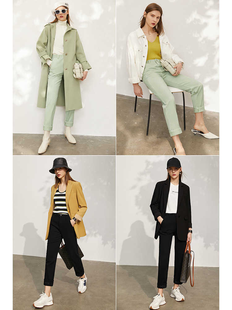 Amii Minimalism Spring Women's Jeans Offical Lady Cotton Solid Straight For Women Fashion Pants 12140219 210922