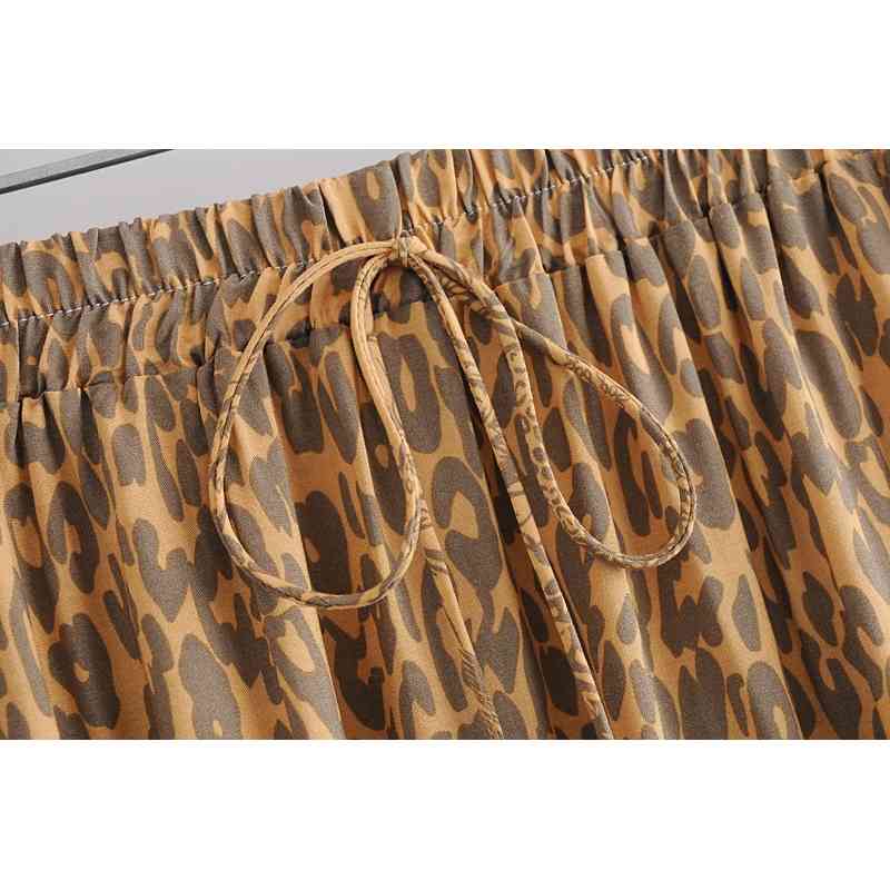 Bohemia Leopard Print Long Skirt Spliced Ruched Ruffle Hem Hippie Women Tassel Tie Bow Swing Skirts Holiday Beach 210429
