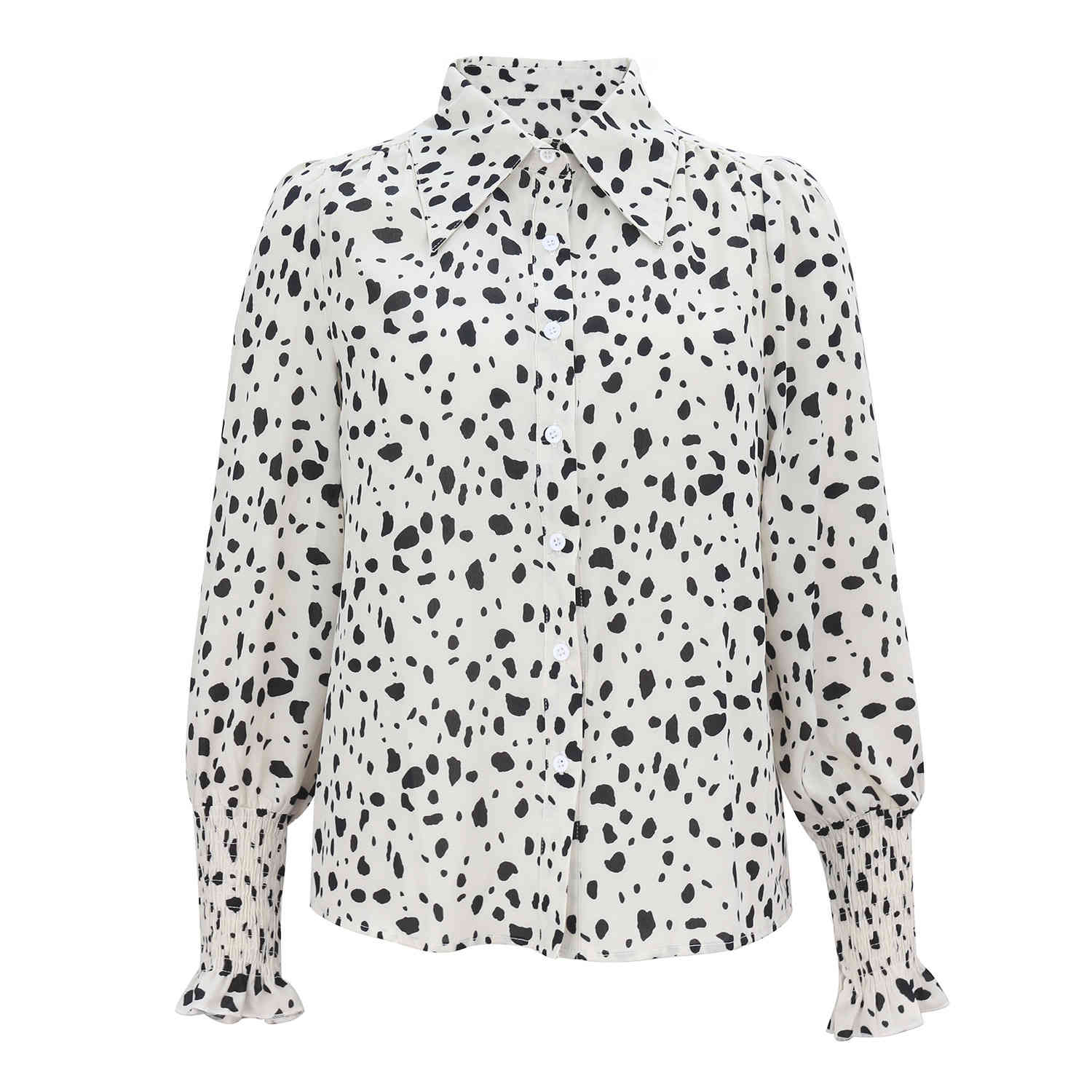 Foridol casual leopard print blouse tops women autumn winter office ladies blouse shirts long sleeve white tops 210415