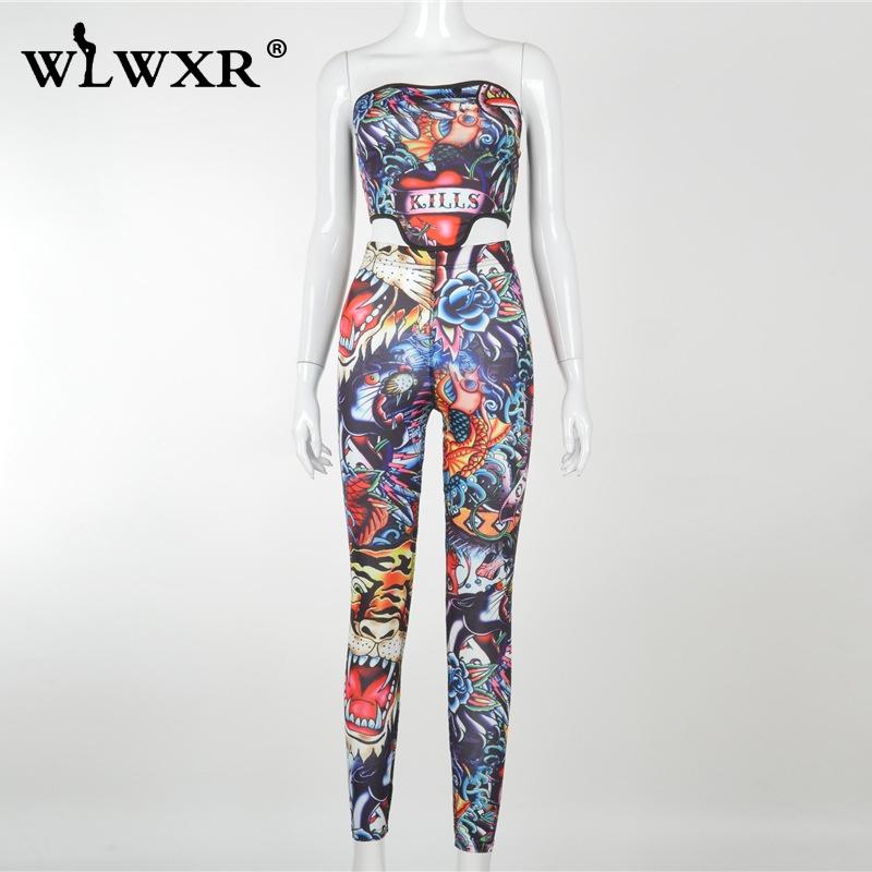 Streetwear Graffiti Bodycon 2 Tw Piece Set Women Outfits Tight Corset Top High Waist Leggings Ladies Matching Sets Female Women's Tracksuits
