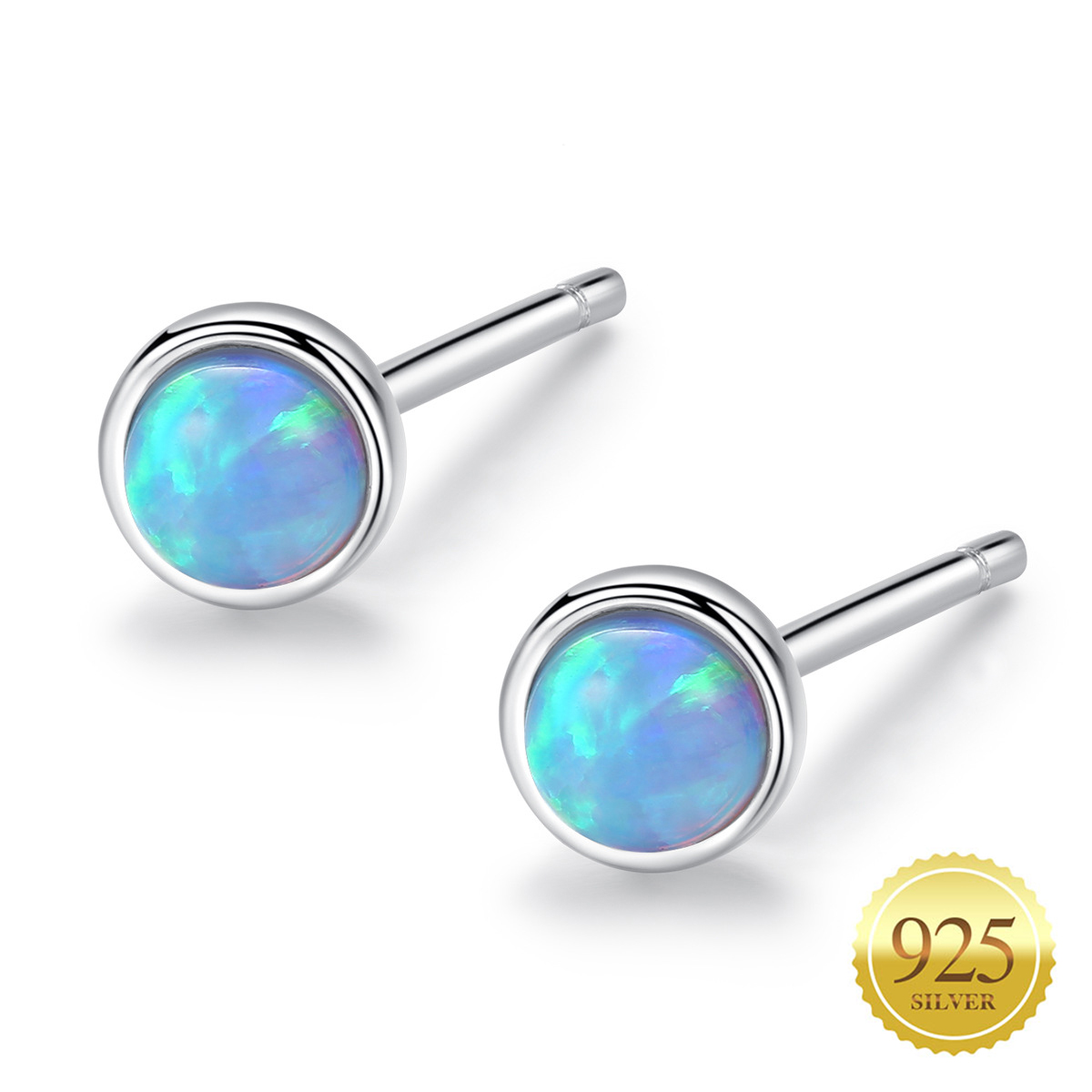 925 Sterling Silver Stud Earrings Simple Fashion Round Blue/Green/White Opal Stone Gemstone Fine Jewelry for Women Gift
925 Sterling Silver Stud Earrings Simple Fashion Round Blue/Green/White Opal Stone Gemstone Fine Jewelry for Women Gift