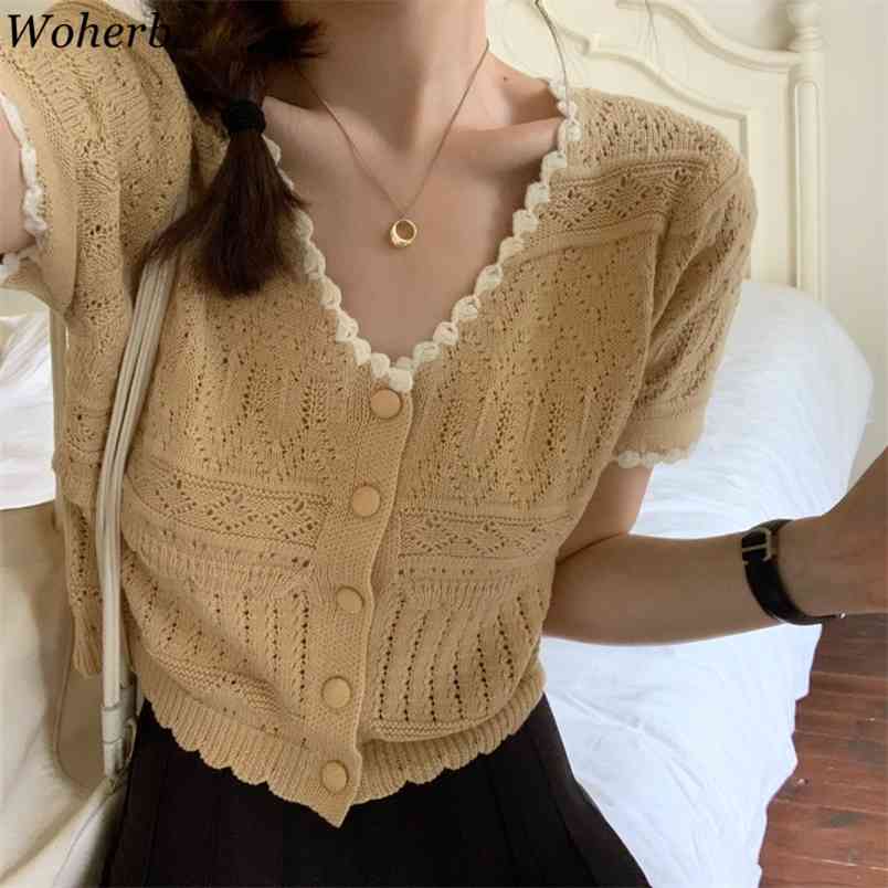 Summer Knitted Crop Cardigan Tops Women Korean Elegant Vintage Short Sleeve Ladies Jumpers V-neck Sweater Femme 210519, White
Summer Knitted Crop Cardigan Tops Women Korean Elegant Vintage Short Sleeve Ladies Jumpers V-neck Sweater Femme 210519, White