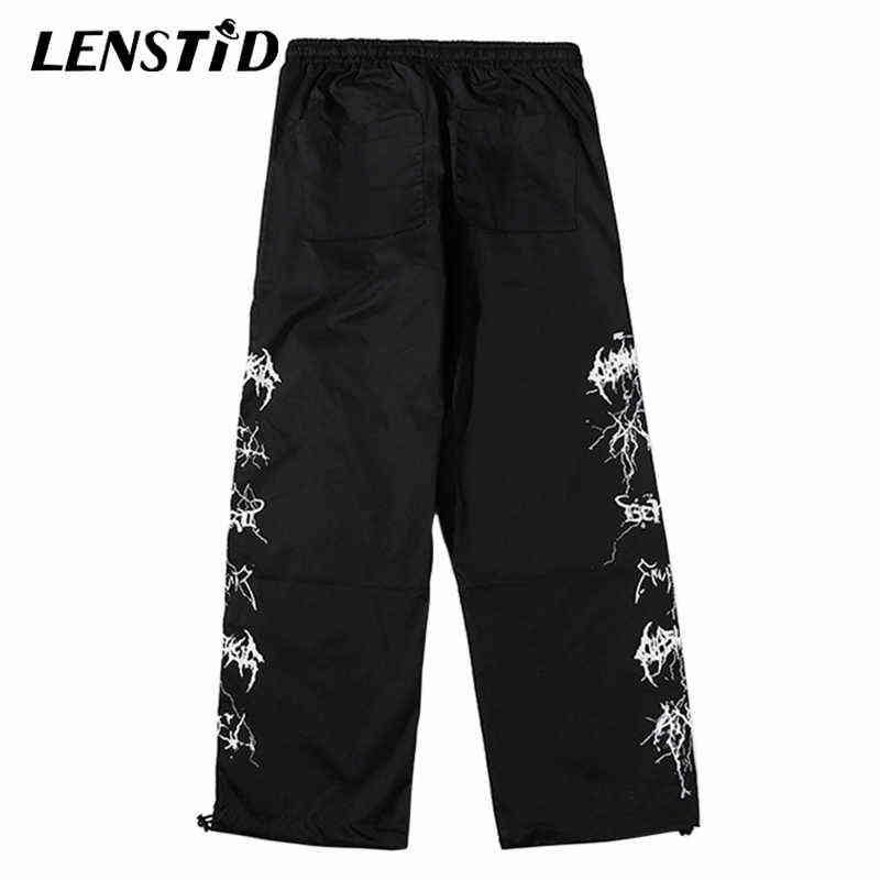 LENSTID Men Hip Hop Lightning Printed Baggy Joggers Pants Harajuku Streetwear Sweatpants Casual Summer Harem Track Trousers 211112