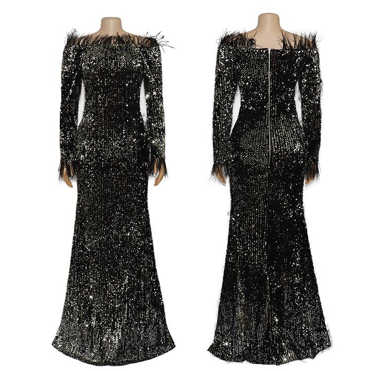 Casual Dresses Autumn Long Women Party Robe African Maxi Dress Vestiods XL Sexy Sequinis Slash Neck Feather Elegant Female Dinner, Black
Casual Dresses Autumn Long Women Party Robe African Maxi Dress Vestiods XL Sexy Sequinis Slash Neck Feather Elegant Female Dinner, Black