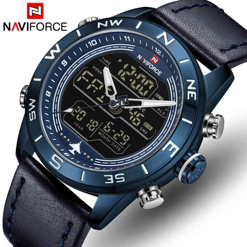 Luxury Brand NAVIFORCE Watches Mens Fashion Sport Wristwatch Analog LED Digital Watch Men Quartz Leathe Clock Relogio Hombre 210517, Gold
Luxury Brand NAVIFORCE Watches Mens Fashion Sport Wristwatch Analog LED Digital Watch Men Quartz Leathe Clock Relogio Hombre 210517, Gold
