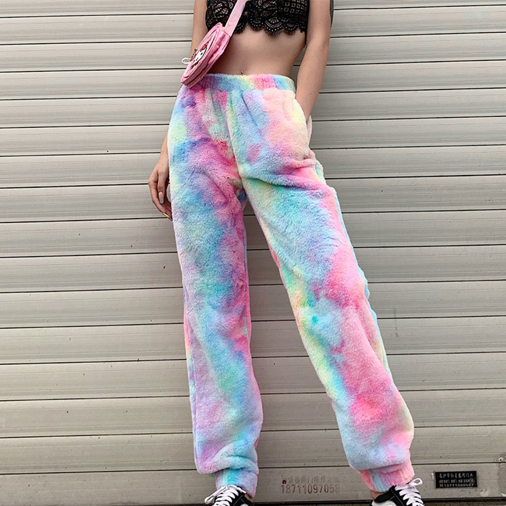 Autumn Winter Zipper Turtleneck Colorful Fleece Hoodies Fashion Rainbow Tie Dye Sweatshirt for Women Oversized Flannel Tops 210428