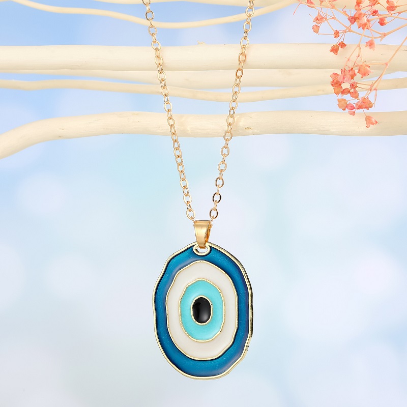 Fashion Enamel Geometry Evil Eyes Pendant Necklace For Womens Jewelry Big Turkish Eye Chains Choker Necklaces Clavicel Chains for women jewelry