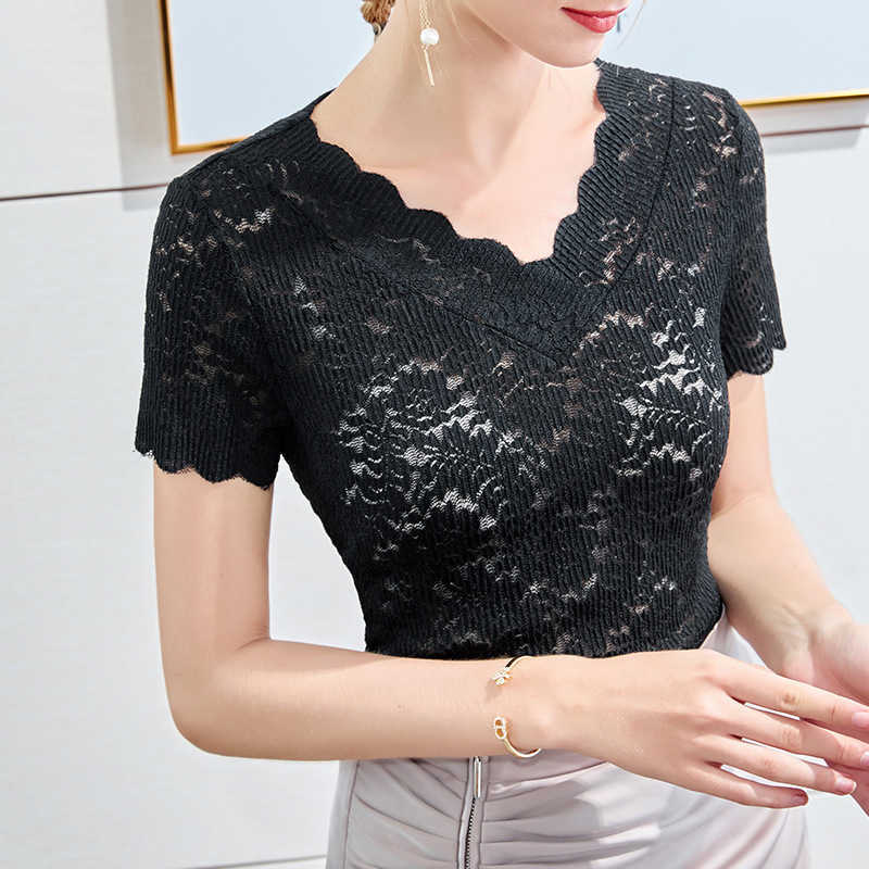 Wavy edge v-neck lace short-sleeved female foreign small shirt hollow t-shirt summer women's top 210603, Beige
Wavy edge v-neck lace short-sleeved female foreign small shirt hollow t-shirt summer women's top 210603, Beige