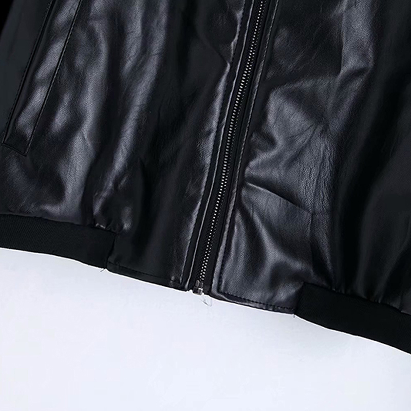 Fashion Black Color PU Leather Coat Women Turn Down Collar Zipper High Street Jacket Long Sleeve Ladies Tops Chaqueta Mujer 210515