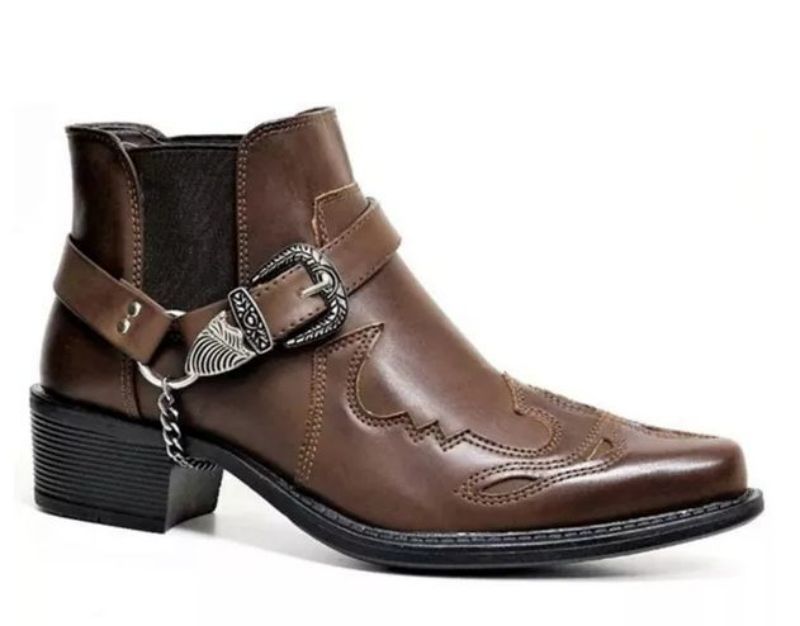 Dress Shoes Autumn Men Ankle Boots Chelsea Thick Heel Pointed Metal Decoration Adjustable Belt Buckle Cowboy XM428 V1RV, Black
Dress Shoes Autumn Men Ankle Boots Chelsea Thick Heel Pointed Metal Decoration Adjustable Belt Buckle Cowboy XM428 V1RV, Black