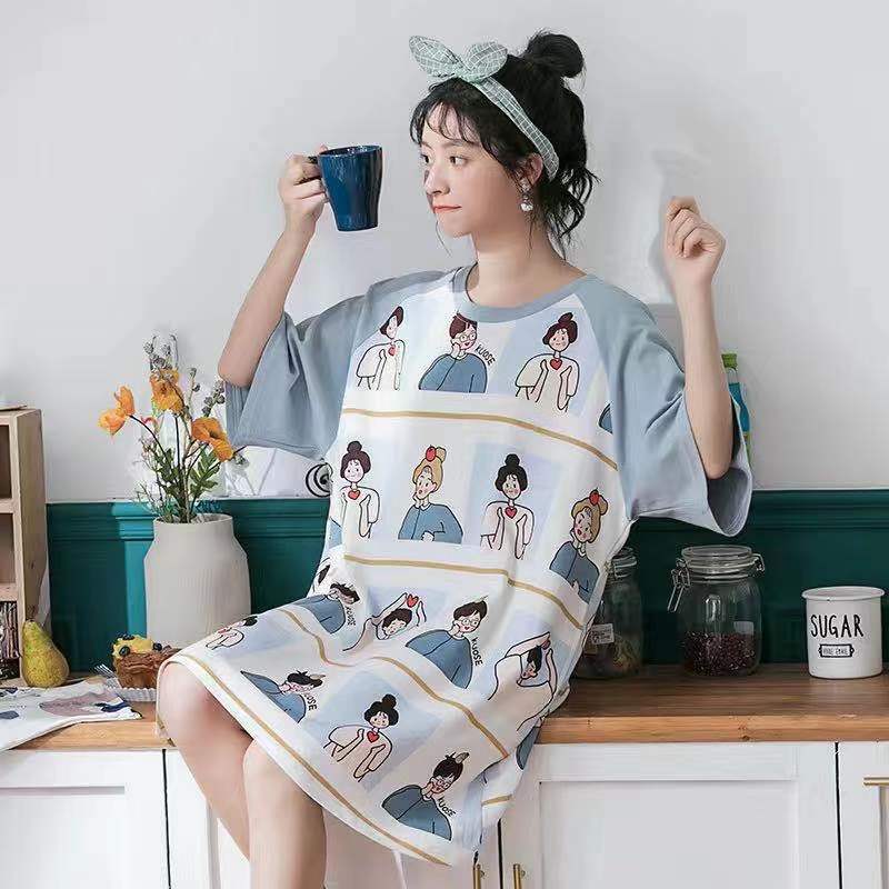 Summer Women's Nightgown Fashion Night Wear Summer Nightdress Cute Cartoon Femme Homewear Plus Size Pijamas Cotton Pyjama -XXXL, Black;red
Summer Women's Nightgown Fashion Night Wear Summer Nightdress Cute Cartoon Femme Homewear Plus Size Pijamas Cotton Pyjama -XXXL, Black;red