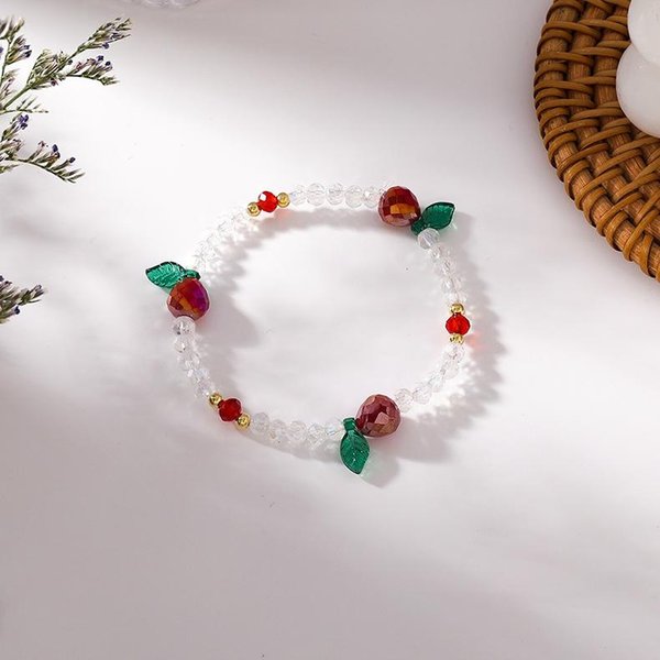 Cute and colorful fruit bead elastic rope bracelet for girls, crystal bracelet for students, wrist decoration beads