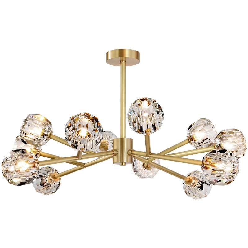 American RH Loft K9 Cristal G9 Led Chandelier Lamps Lustre Luminarias Gold Black Metal Branch Lighting Living Room Fixtures