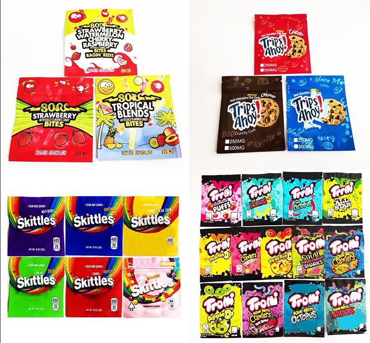 medicat edibles Mylar Bags 600mg Gummy Sour edible Skittles Packaging Three edge-sealing bag foil Food package Airheads warheads DHL
medicat edibles Mylar Bags 600mg Gummy Sour edible Skittles Packaging Three edge-sealing bag foil Food package Airheads warheads DHL