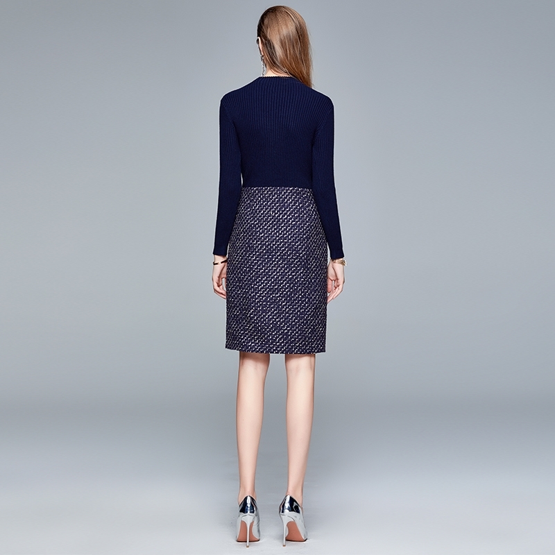 Autumn And Winter Vintage Elegant Knitted Woolen Patchwork Dress Women Long Sleeve Runway Fashion Vestido Da Festa 210520