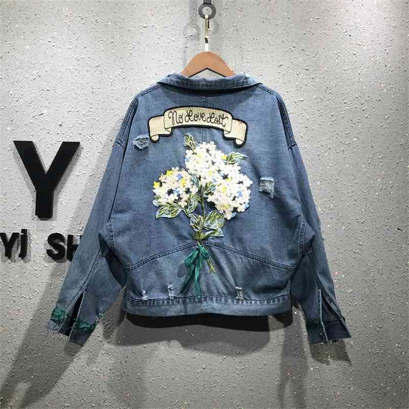 Spring Autumn Fashion High street Women Long Sleeve Floral Vintage Hole Denim Coat Female Jacket A859 210519
Spring Autumn Fashion High street Women Long Sleeve Floral Vintage Hole Denim Coat Female Jacket A859 210519