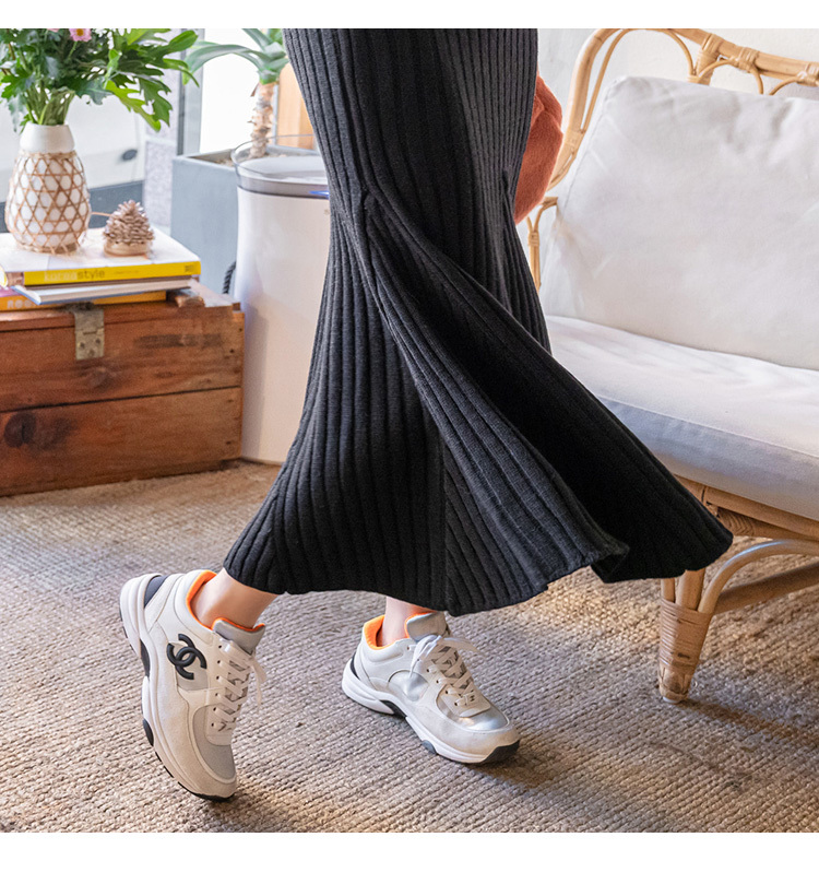 Autumn Winter Thick Knitted Mermaid Maxi Dress Women Warm Fashion Korean Lantern Sleeve Sweater Vestidos With Belt 210519