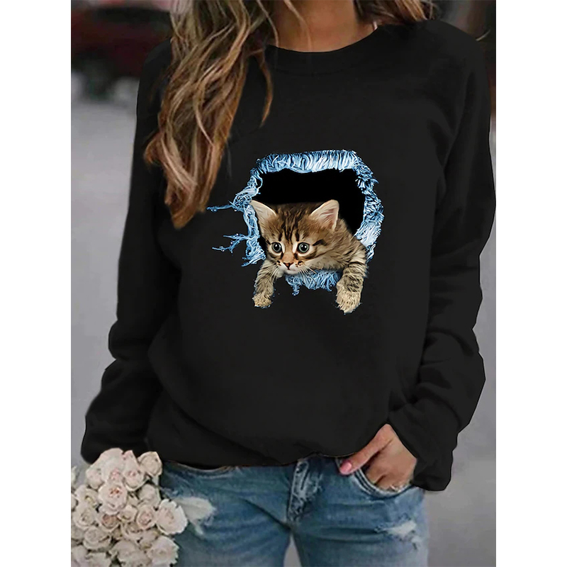 Japanese style female fashion 3D printing short slim T-shirt autumn top long sleeve round neck basic leisure, White
Japanese style female fashion 3D printing short slim T-shirt autumn top long sleeve round neck basic leisure, White