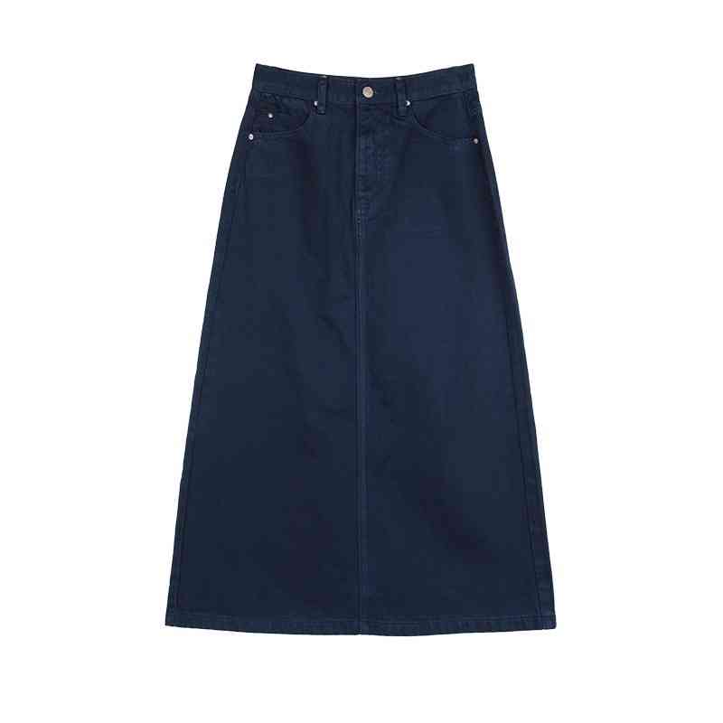 Spring Split A-line Women Long Skirts Solid Korean Elegant Casual Mujer Faldas Office Lady Fashion Female Clothing 13A279 210525