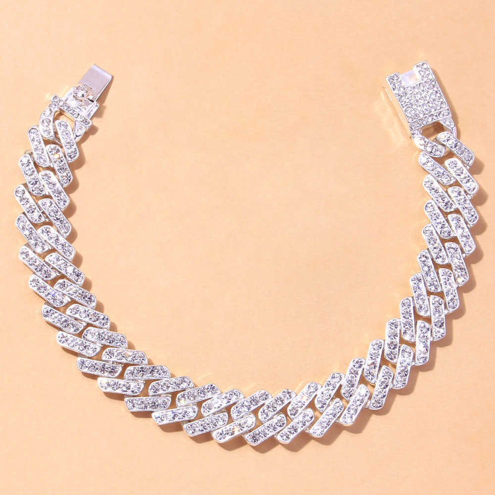 Punk Miami 12mm Cuban Anklet Men for Women Bracelet Link Chain Ice Out Wholesale Chunky Trendy Crystal Rock Anklets Jewelry 211018