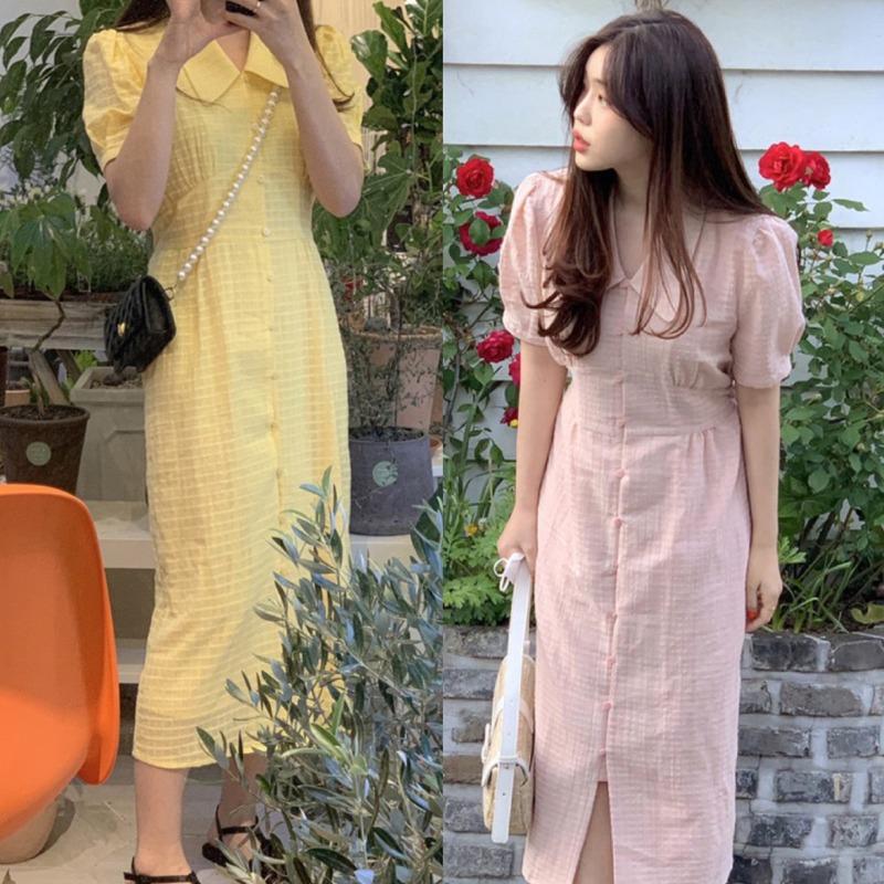 Casual Dresses Chic Korean Sweet Gentle Slim Lapel Puff Short Sleeve Pink Plaid Dress Women Doll High Waist Yellow Robe Femme Vestidos, Black;gray
Casual Dresses Chic Korean Sweet Gentle Slim Lapel Puff Short Sleeve Pink Plaid Dress Women Doll High Waist Yellow Robe Femme Vestidos, Black;gray