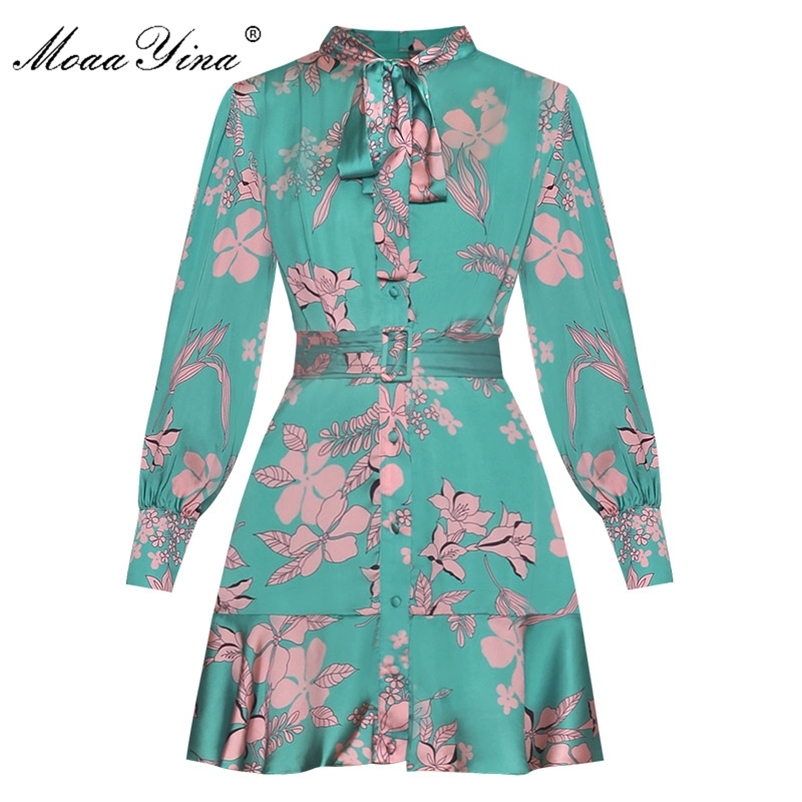 Fashion Designer Runway dress Spring Autumn Women Dress Floral-Print Lace-Up Mini Dresses 210524, Turquoise
Fashion Designer Runway dress Spring Autumn Women Dress Floral-Print Lace-Up Mini Dresses 210524, Turquoise