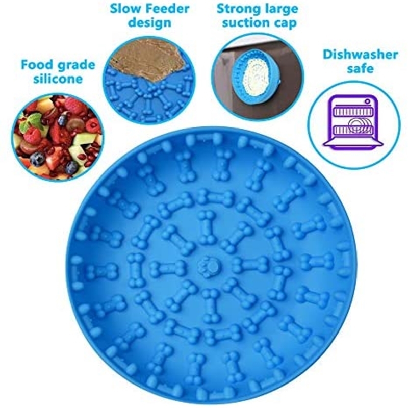 Dog Slow Feeder Bowls With Suction Cup Dog Lick Mat Pet Lick Pad Anxiety Reduction Bath Distraction Food Dispenser Licking Toys