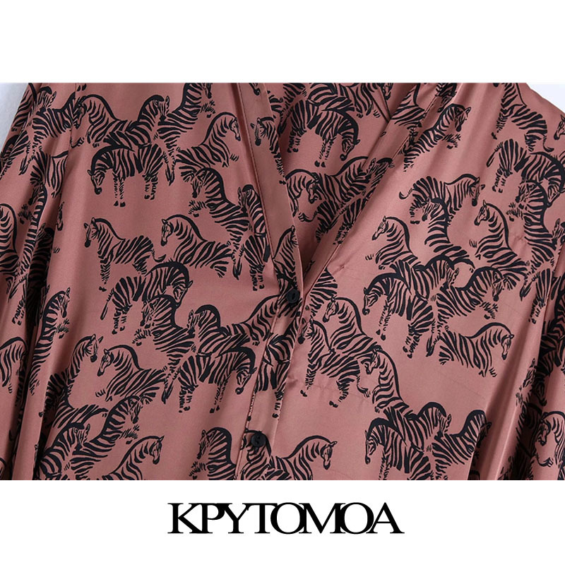 Women Chic Fashion With Belt Animal Print Cozy Midi Dress V Neck Button-up Female Dresses Vestidos Mujer 210420