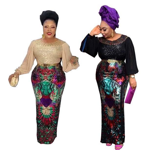 Ethnic Clothing 2021 Autumn Sequins Africa Muslim Long Maxi Dress High Quality Fashion Wedding Evening African Dresses For Women