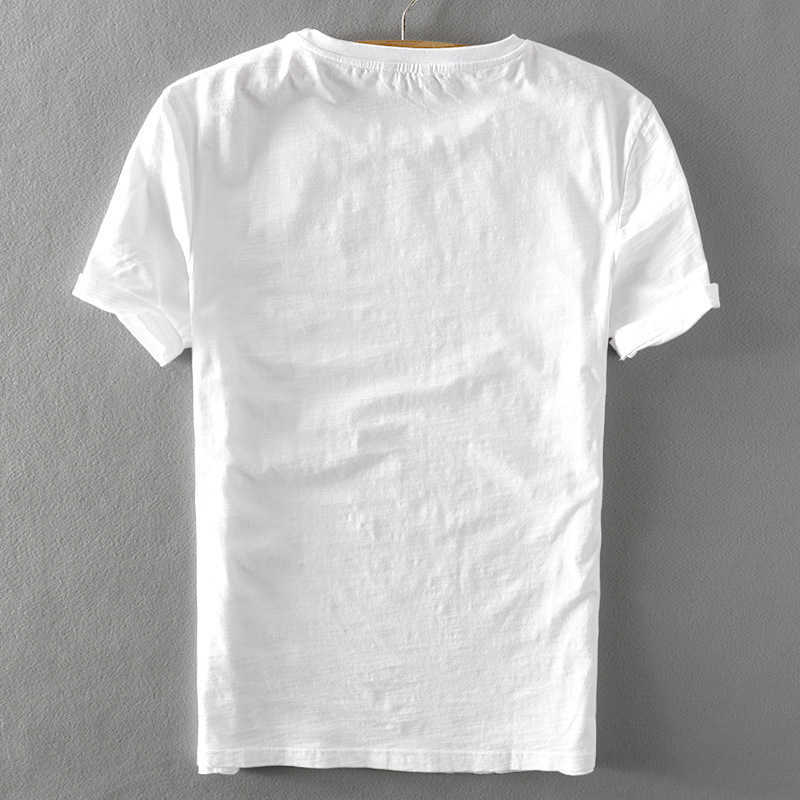 6217 Men Summer Fashion Japan Style Funny Cartoon Embroidery Cotton Linen Thin Breathable T-shirt Male Casual Pullover Tops Tees 210629