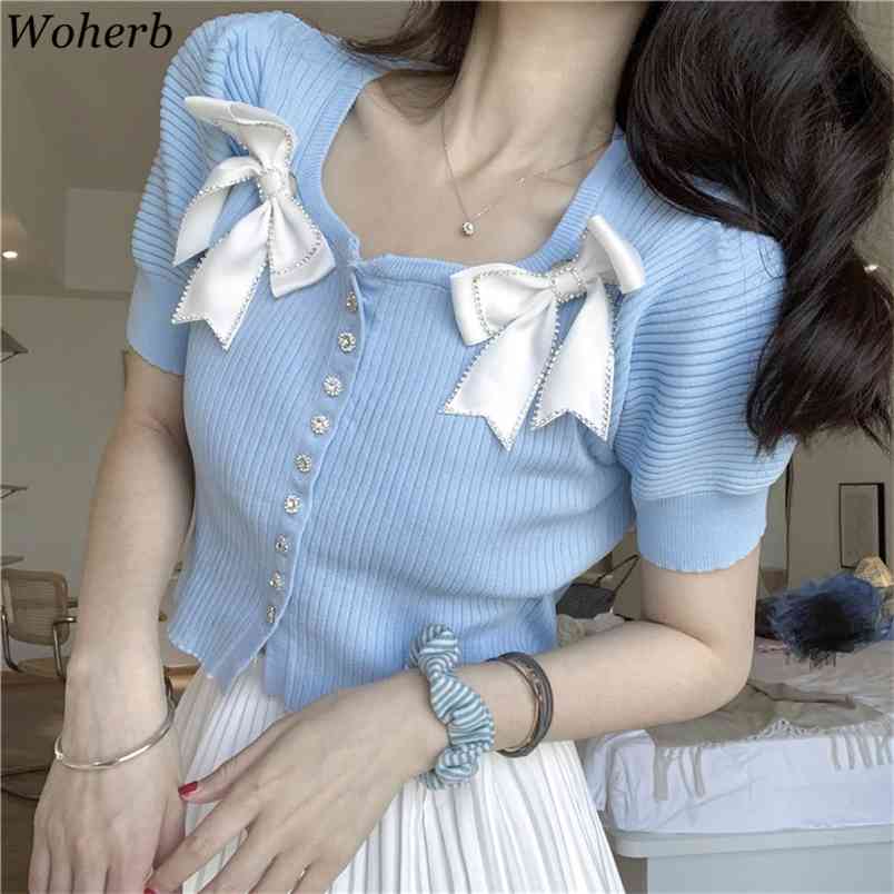 Summer Sexy Knitted Cardigan Women Korean Femme Cropped Tops Puff Sleeve Bow Bandage Square Collar Cardigans Blusas 210519, Green
Summer Sexy Knitted Cardigan Women Korean Femme Cropped Tops Puff Sleeve Bow Bandage Square Collar Cardigans Blusas 210519, Green