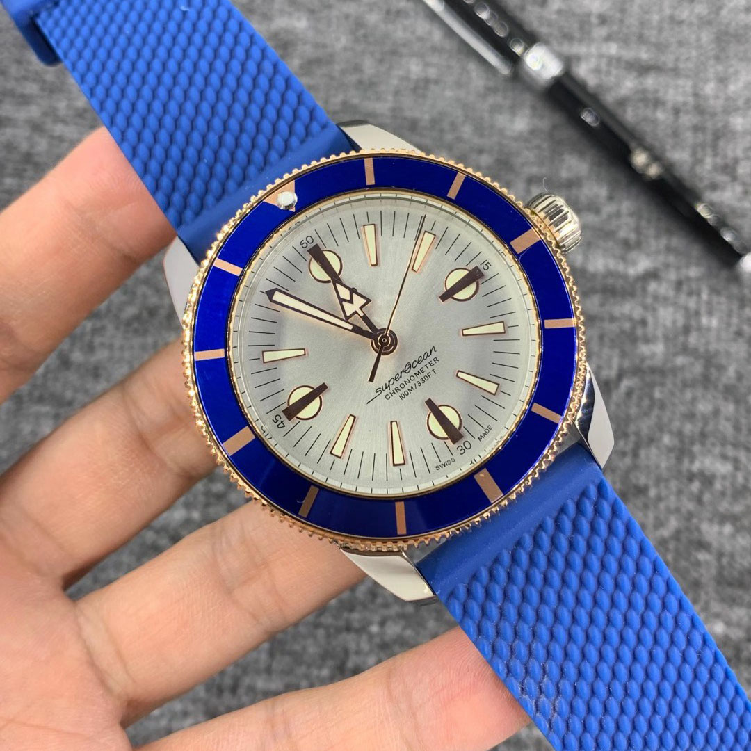 N Quality Right Hand Silver Watches Two Tone Case SUPEROCEAN HERITAGE Automatic Mechanical Movement Watch Blue Rubber Strap Floding Clasp Mens Dress Wrist, No send watch for shipping
N Quality Right Hand Silver Watches Two Tone Case SUPEROCEAN HERITAGE Automatic Mechanical Movement Watch Blue Rubber Strap Floding Clasp Mens Dress Wrist, No send watch for shipping