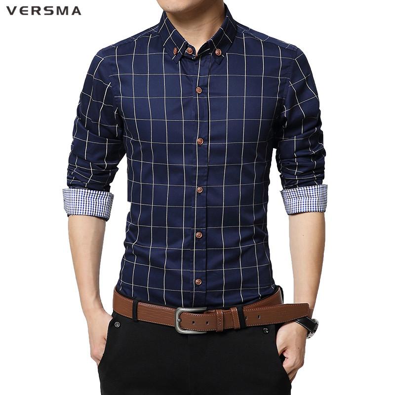 Red Plaid Shirt Men Warm Checker Tartan Clothing Mens Shirts Slim Fit Brand-clothing Long Sleeve Checkered 5XL Men's Casual