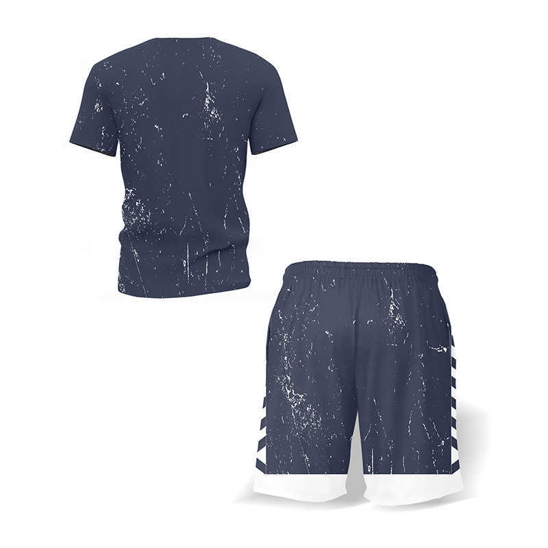 Men's Clothing Summer T-shirt Sports Sets Quick-Drying Man Sportswear Breathable Shorts Fashion Casual Suit Fitness 5XL 210603